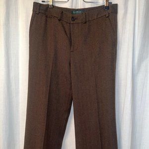 Lauren Ralph Sanderson Wool Herringbone Trousers Size 10  Brown